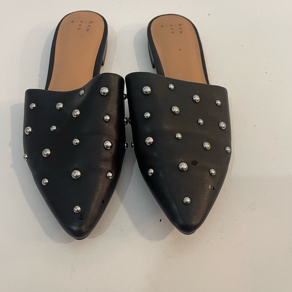 Black Studded Mules